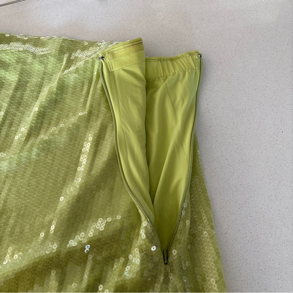 Abercrombie & Fitch Green Sequin Strapless Mini Dress Tall Length - Picture 3 of 6
